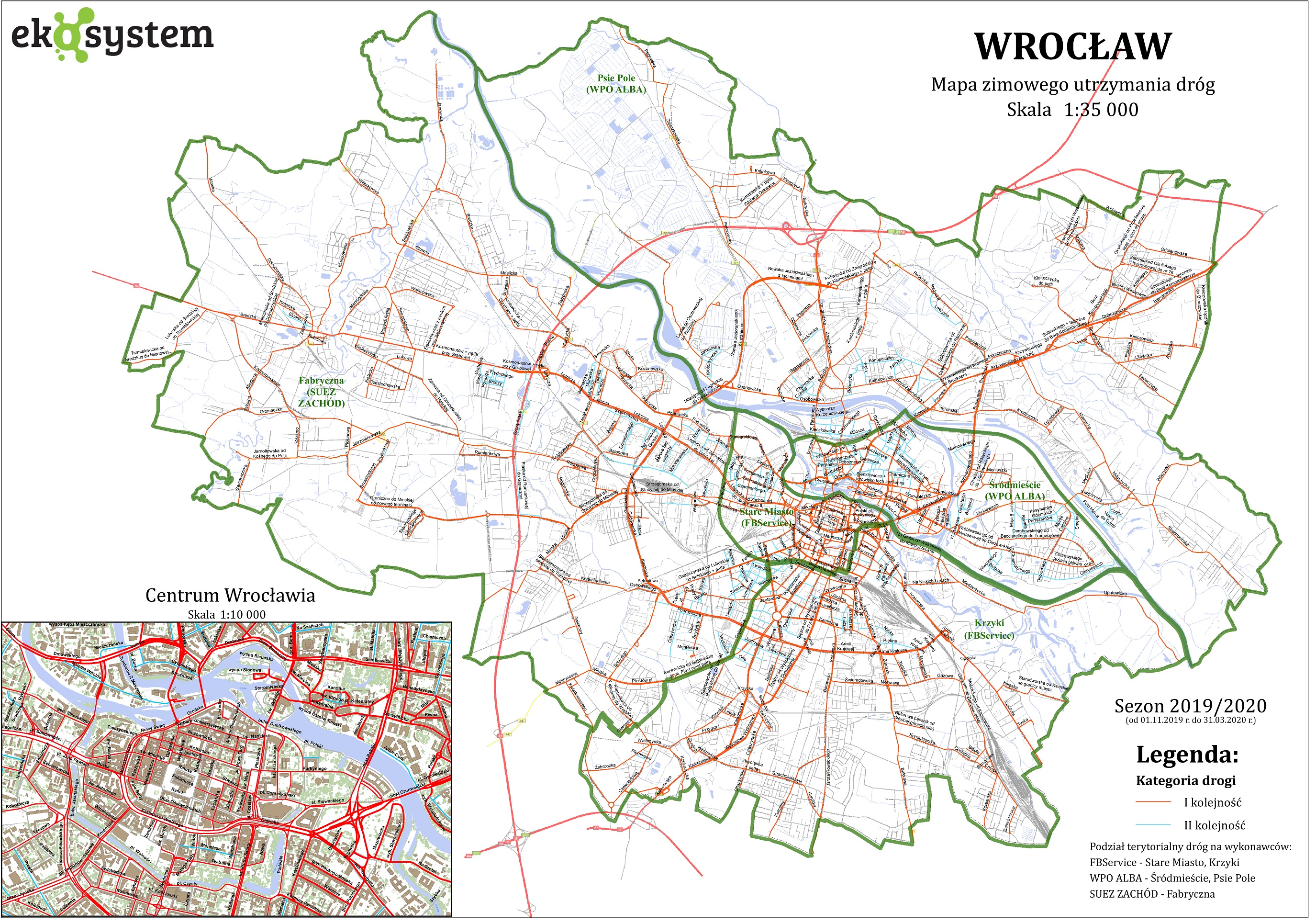 Odśnieżanie dróg we Wrocławiu - mapa